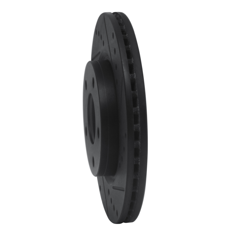 Nissan Sentra Brake Rotor (1) - Front Right - R1 Concepts - Drilled & Slotted - Black - `13-`19